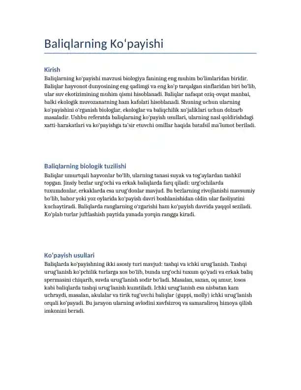Baliqlarning Ko‘payishi 1