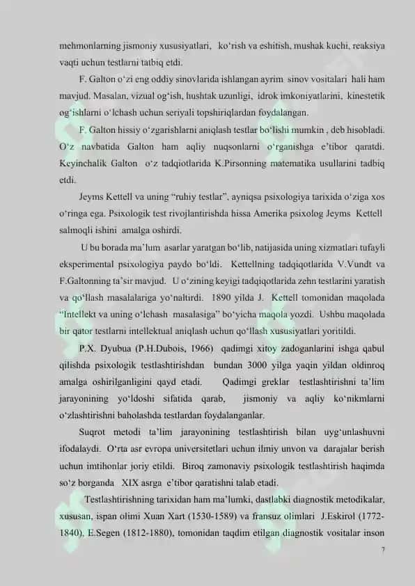 Testologiya tarixi 7