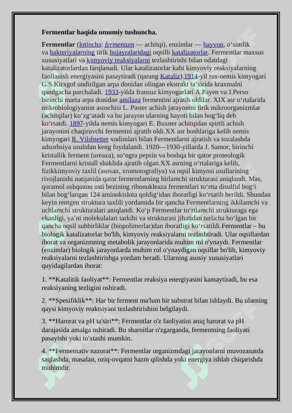 Lipaza fermentining oziq ovqat  sanoatida qo`llanilishi 2
