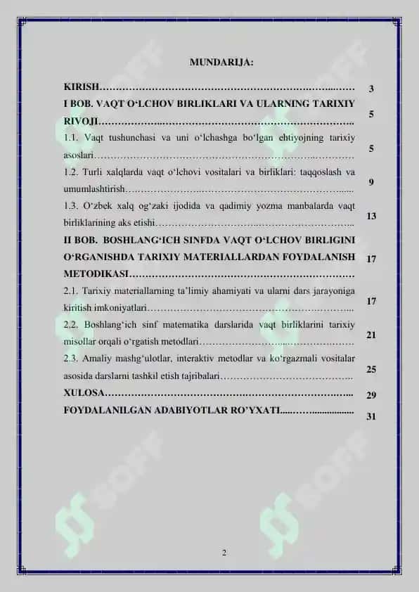 Vaqt o‘lchov birligini o‘rganishda tarixiy materiallardan foydalanish metodikasi 2