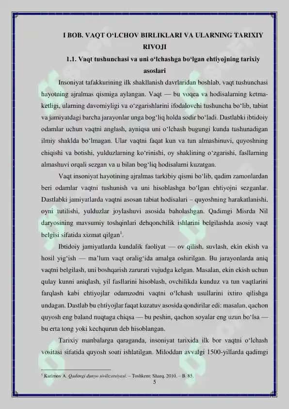 Vaqt o‘lchov birligini o‘rganishda tarixiy materiallardan foydalanish metodikasi 5