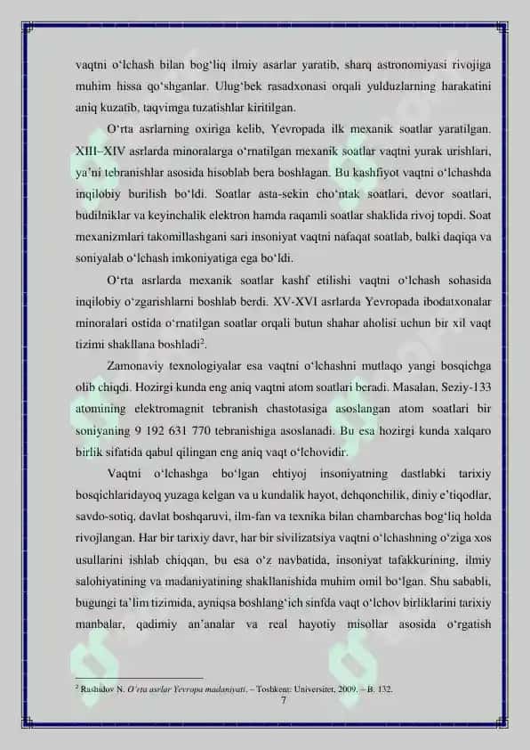 Vaqt o‘lchov birligini o‘rganishda tarixiy materiallardan foydalanish metodikasi 7