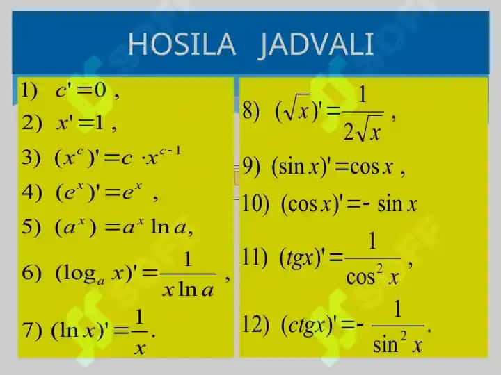 Funksiya hosilasi va differensiali 6