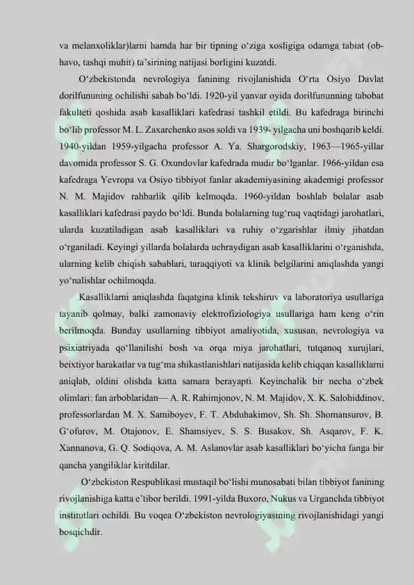 "Asab tizimi kasalliklari bor bemorlar bilan ishlash mexanizmi" kurs ishi 6