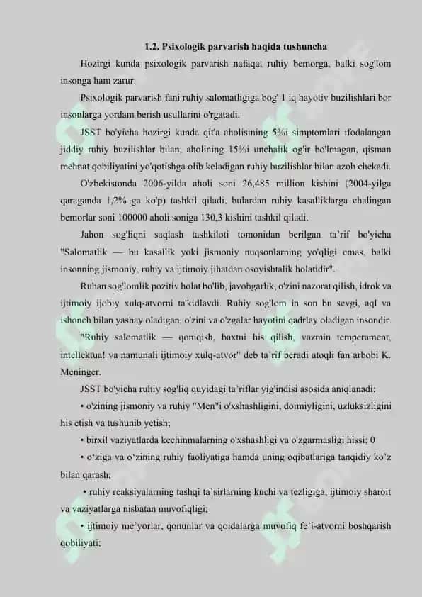 "Asab tizimi kasalliklari bor bemorlar bilan ishlash mexanizmi" kurs ishi 8
