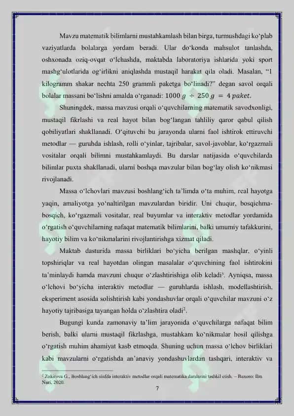 3-sinf massa o‘lchovlari haqida metodlar 7
