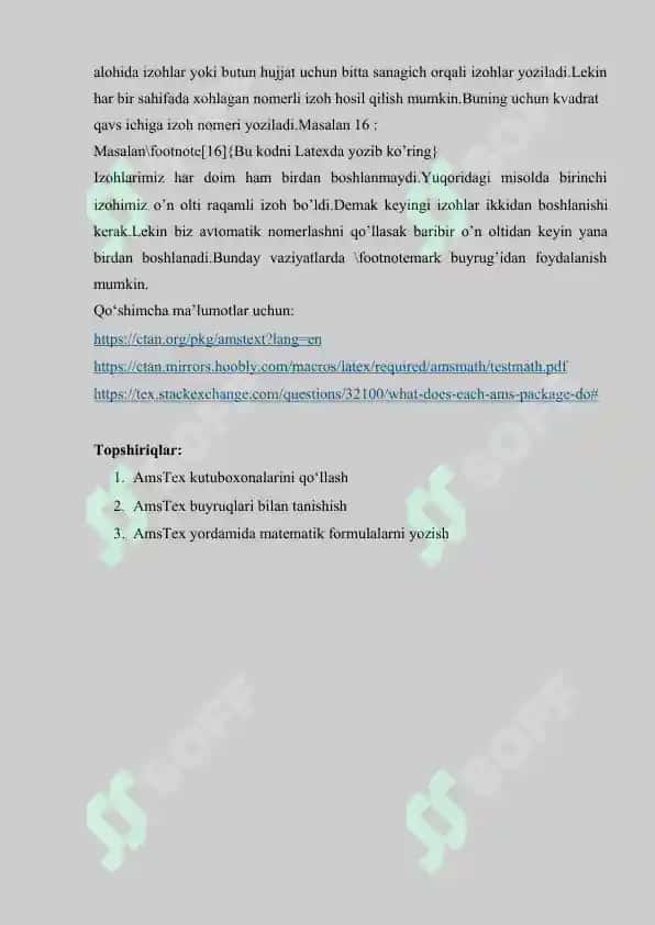 Latex dasturini o’rganish 2
