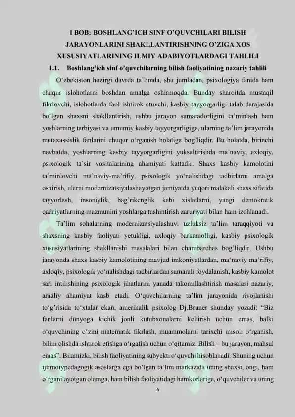 BOSHLANG’ICH SINF O’QUVCHILARI BILISH JARAYONLARINI SHAKLLANTIRISHNING O’ZIGA XOS XUSUSIYATLARI 6