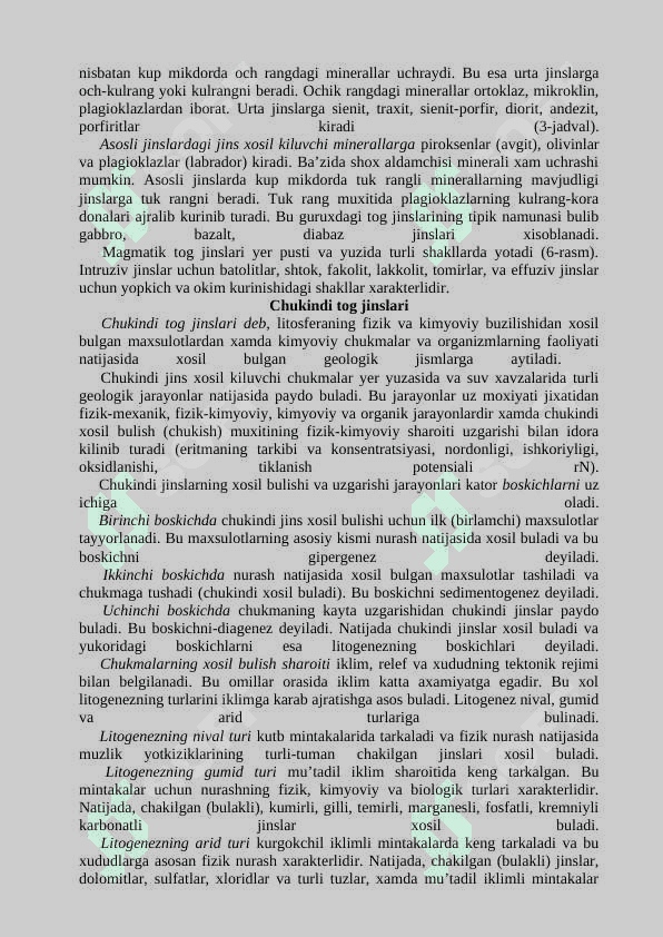 Tog' jinslari xaqida umumiy ma’lumotlar 4