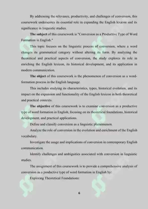 Course Paper on "Conversion as a Productive Type of Word Formation" 6