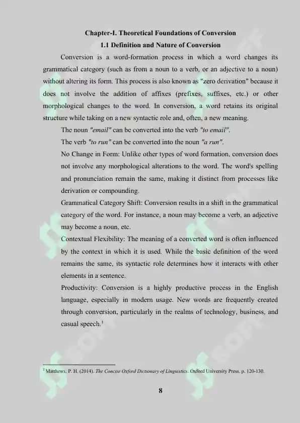 Course Paper on "Conversion as a Productive Type of Word Formation" 8