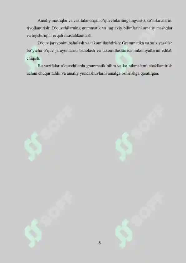 O‘quvchilarda grammatika va so‘z yasalishiga oid tushunchalarni shakllantirishning metodik asoslari 6
