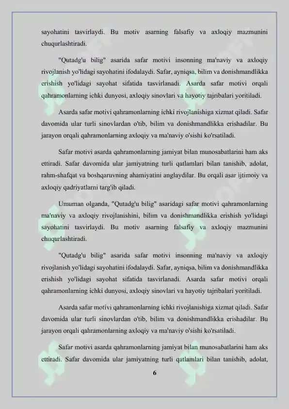 Qutadg‘u bilig asarida safar motivi 6