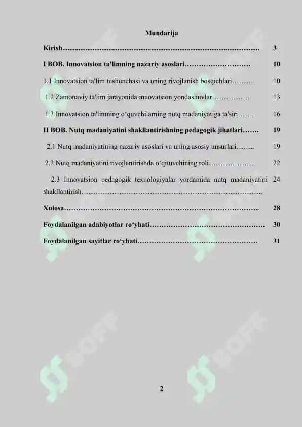 "Ona tilini oʻqitish metodikasi" 2