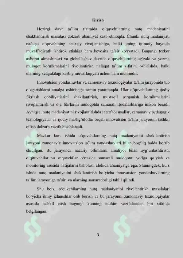 "Ona tilini oʻqitish metodikasi" 3