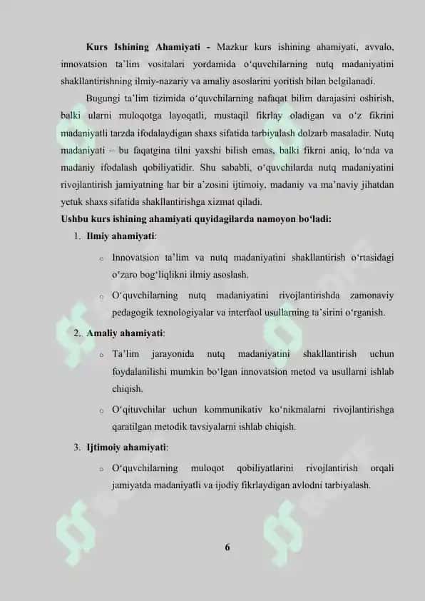 "Ona tilini oʻqitish metodikasi" 6