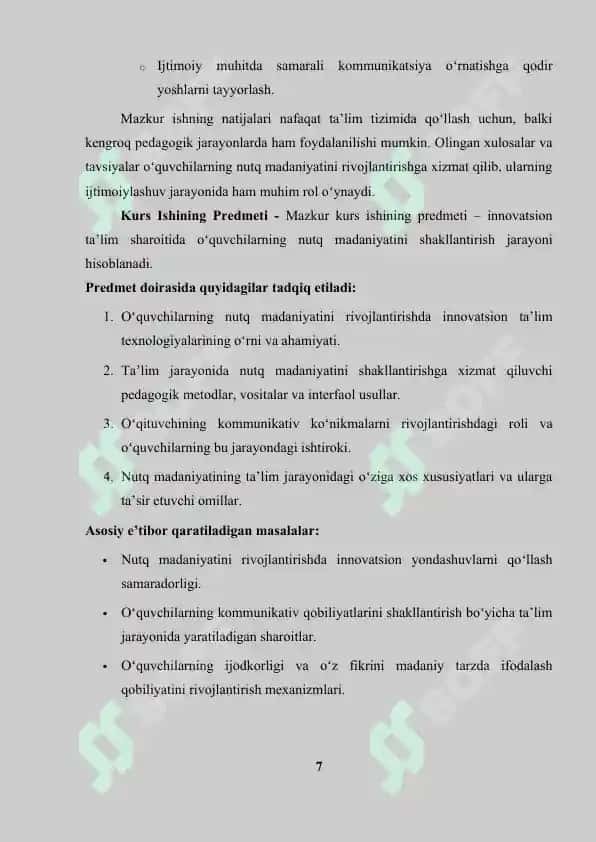 "Ona tilini oʻqitish metodikasi" 7