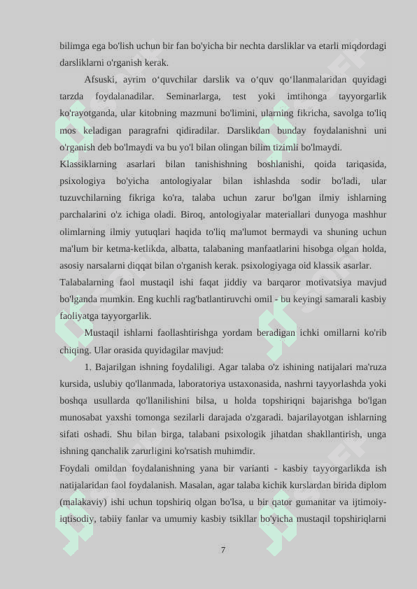 Darsdan tashqari tadbirlar vositasida talabalarni mustaqil tafakkurlarini shakllantirish 7