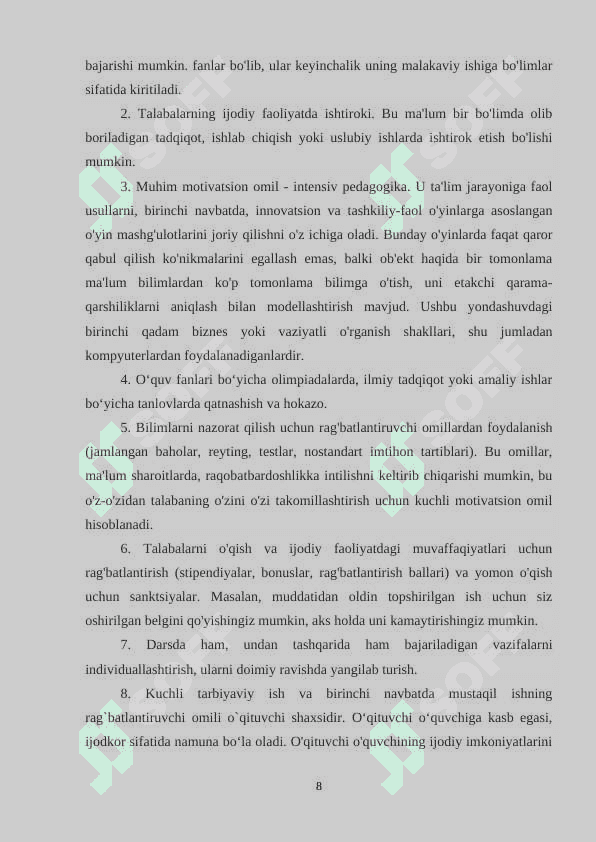 Darsdan tashqari tadbirlar vositasida talabalarni mustaqil tafakkurlarini shakllantirish 8