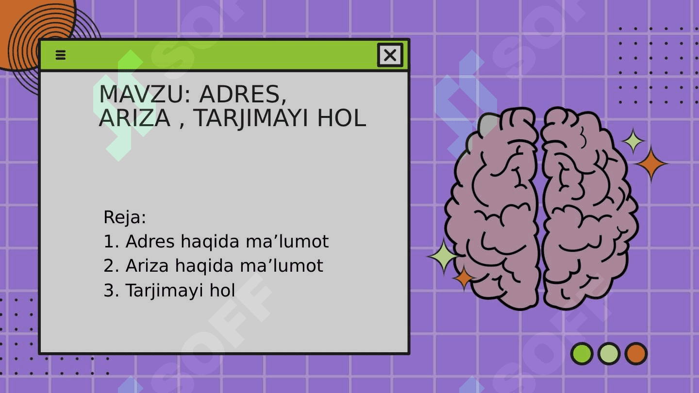 ADRES, ARIZA , TARJIMAYI HOL 2