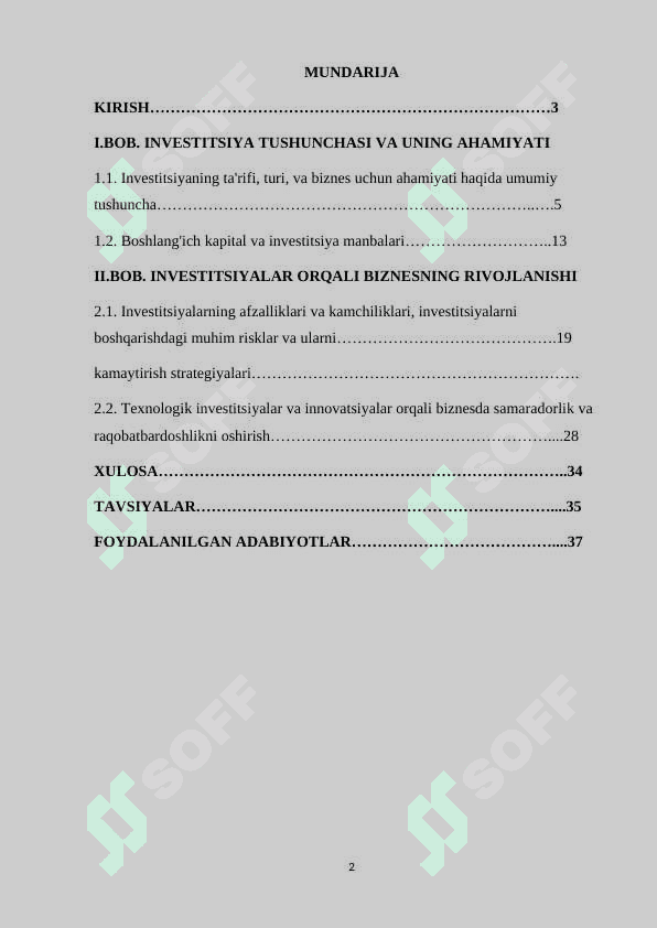 BIZNESNI SHAKLLANTIRISHDA INVESTITSIYALARNING ROLI 2