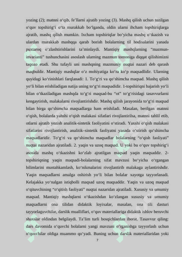 SAVOD OʻRGATISHDA ORFOGRAFIK MASHQLARNI TASHKIL ETISH 7