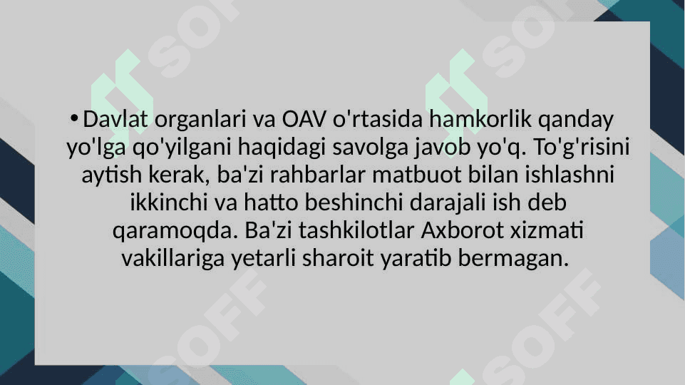 O’zbekiston Respublikasi OAVni rivojlantirish to’g’risidagi  Qonuni 4