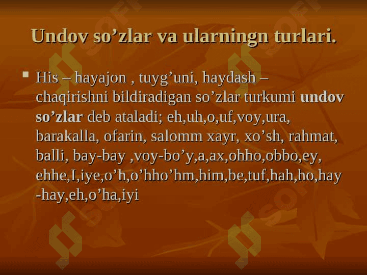 Undov,taqlid va modal so’zlar 2