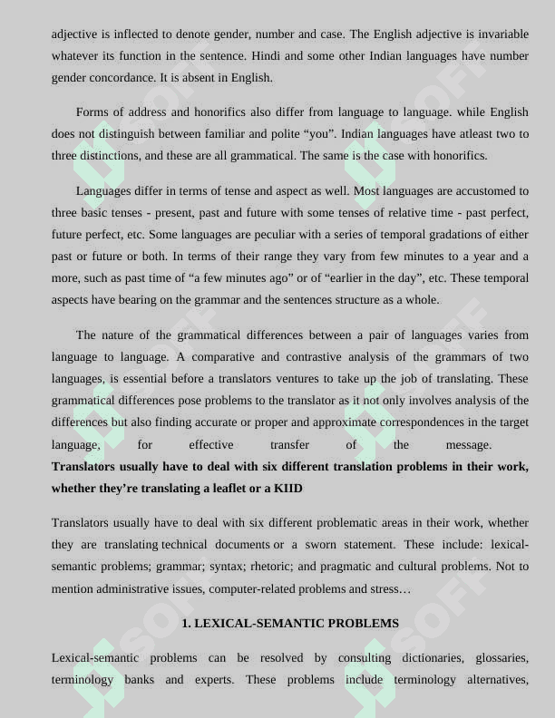 Grammar problems of translation 5