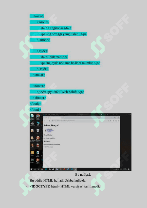 HTML  asoslari va hujjatlar yaratish. 3