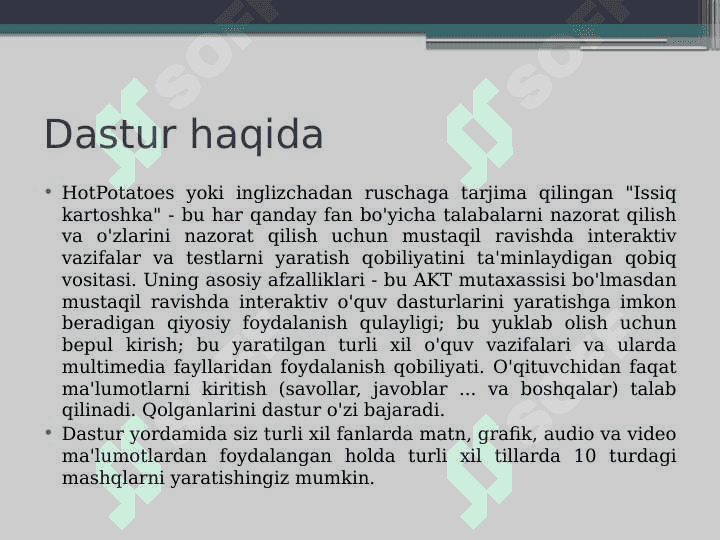 HotPotatoes dasturidan foydalanib mashq qiluvchi electron kurslarni yaratish 2