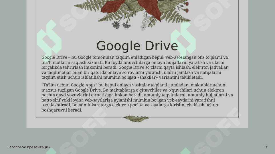 Google Tablitsa, Google Hujjatlar, Google Site 3