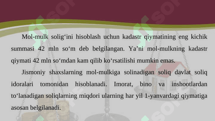 Yuridik va jismoniy shaxslardan olinadigan mol-mulk solig‘i 5