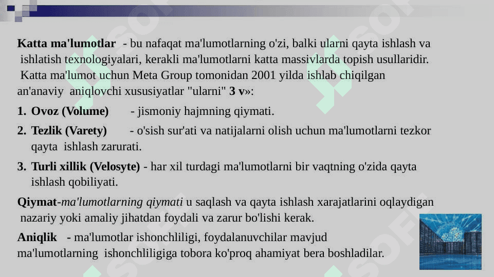 Katta ma'lumotlar (Big Data)ni qayta ishlash texnologiyalari 6