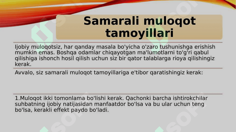 Samarali muloqotga tayyorlash usullari 2