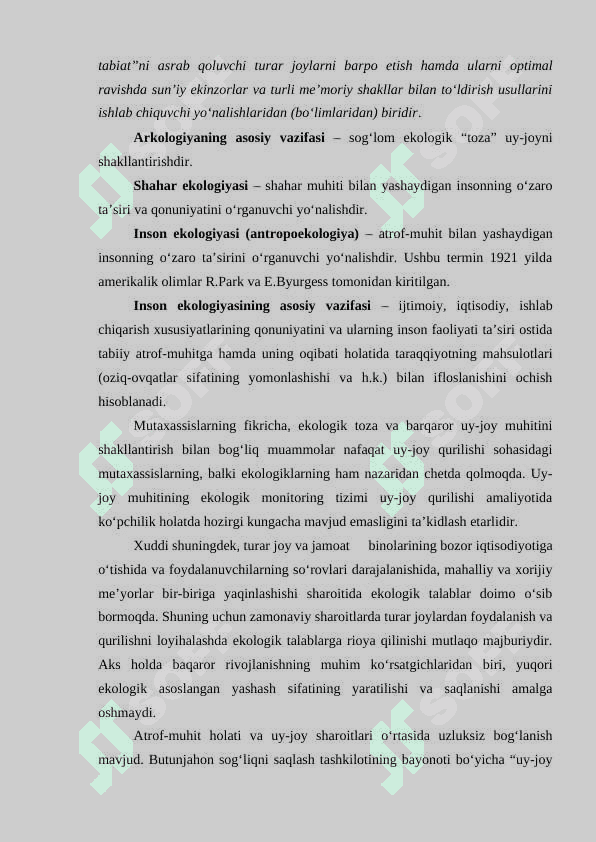 Bino va inshootlarning ekologik xafvsizligi. 2