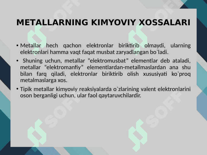 MЕTАLLАRNING UMUMIY XOSSALARI 6