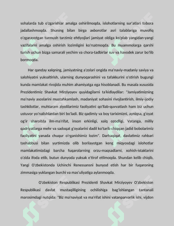 O'zbekistonda amalga oshirilayotgan ma'naviy o'zgarishlar| Maqola 2