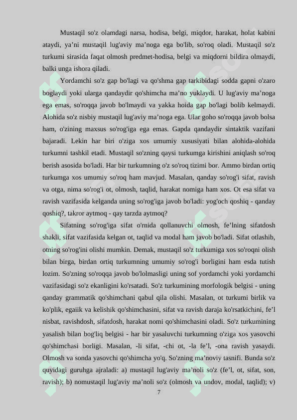 BOSHLANGʻICH SINFLARGA GRAMMATIKANI OʻQITISH METODIKASI 7