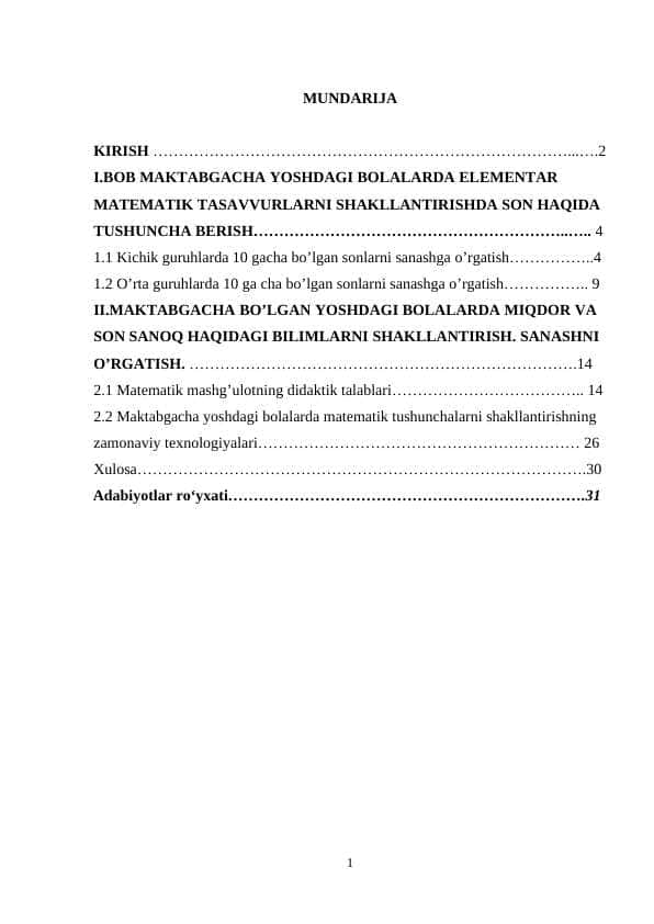 10 GACHA BOʻLGAN SONLARNI TESKARI SANASHGA OʻRGATISH 1