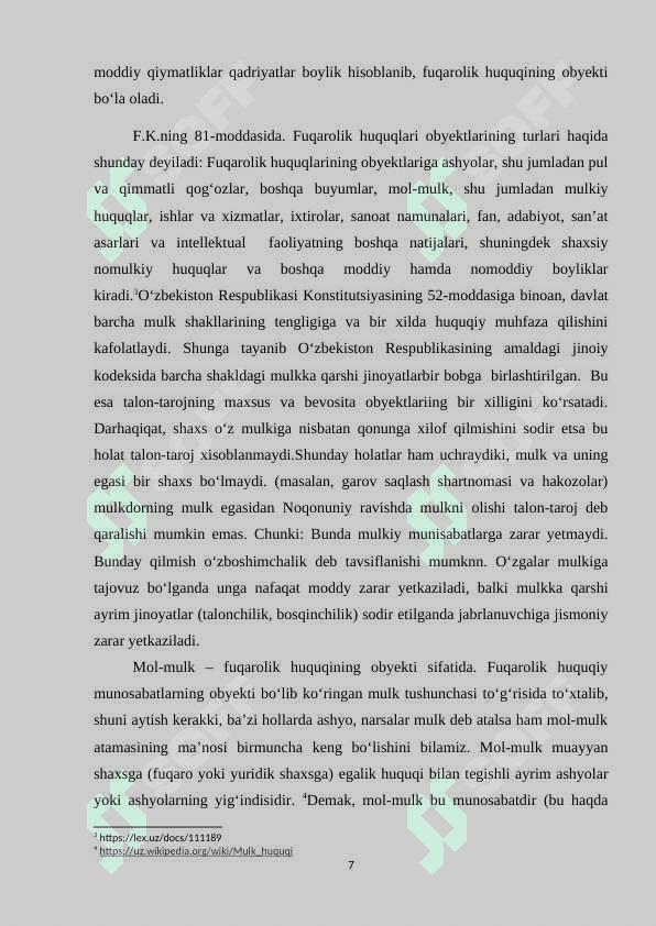 MOL-MULK FUQAROLIK HUQUQINING OBYEKTI SIFATIDA 7