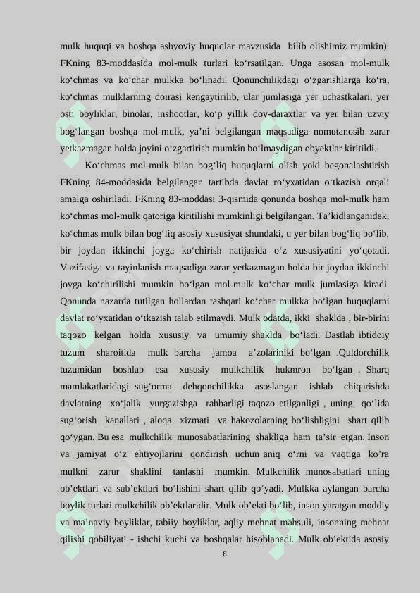 MOL-MULK FUQAROLIK HUQUQINING OBYEKTI SIFATIDA 8