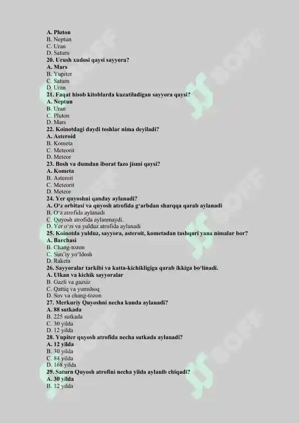 Tabiiy fanlar nazariyasi va metodikasi test savollari 3