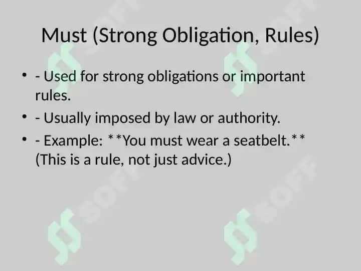 Modal Verbs for Advice & Obligation 4