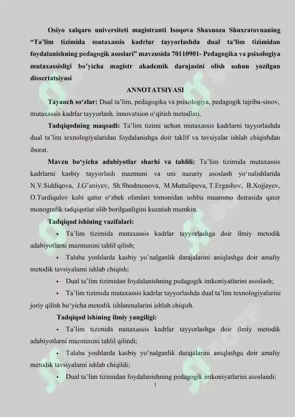TA’LIM TIZIMIDA MUTAXASSIS KADRLAR TAYYORLASHDA DUAL TA’LIM TIZIMIDAN FOYDALANISHNING PEDAGOGIK ASOS 3
