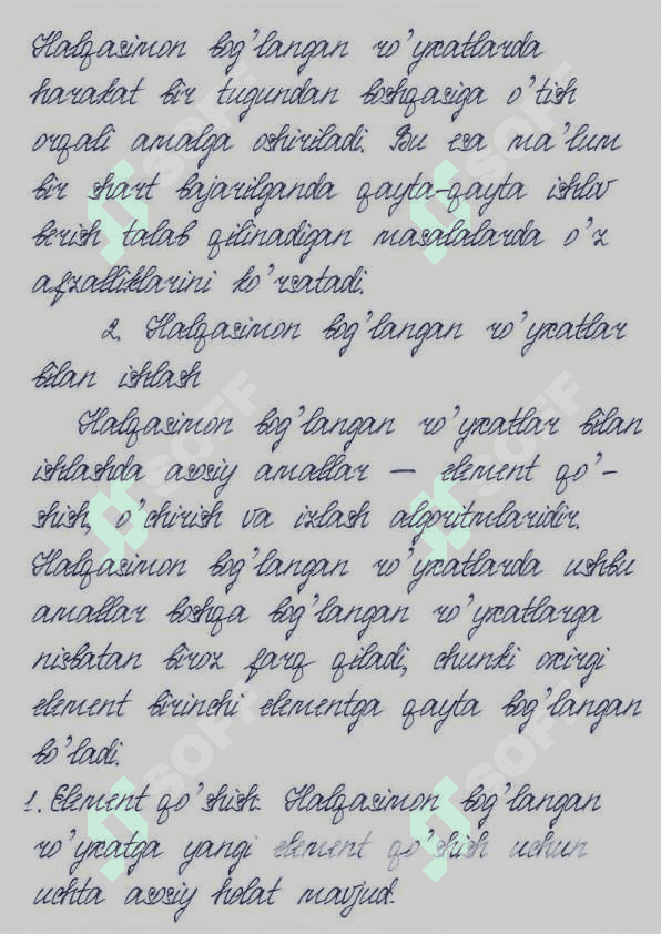 Halqasimon bo’glangan ro’yxatlar 6
