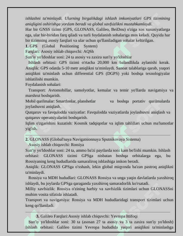 SUN'IY YO'LDOSHLI NAVIGATSIYA 7