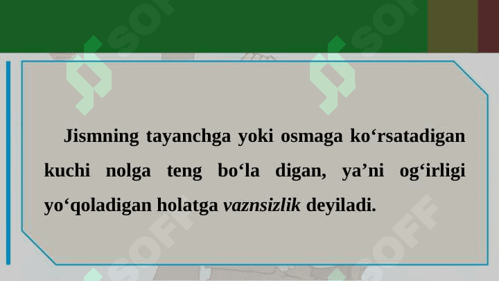 Jism og‘irligining harakat turiga bog‘liqligi 7