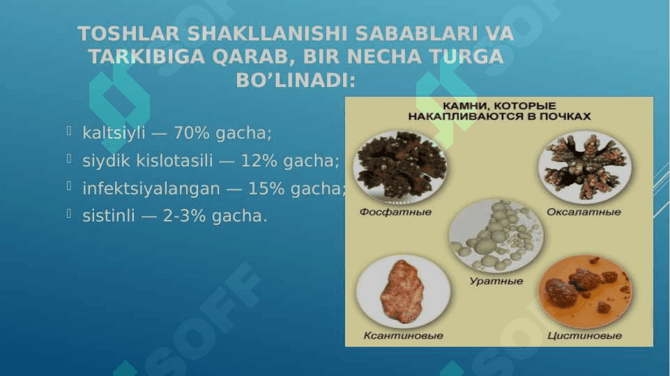 BUYRAKLARDA URAT TOSHLARINING HOSIL BO’LISHI VA DAVOLASH YO’LLARI 4