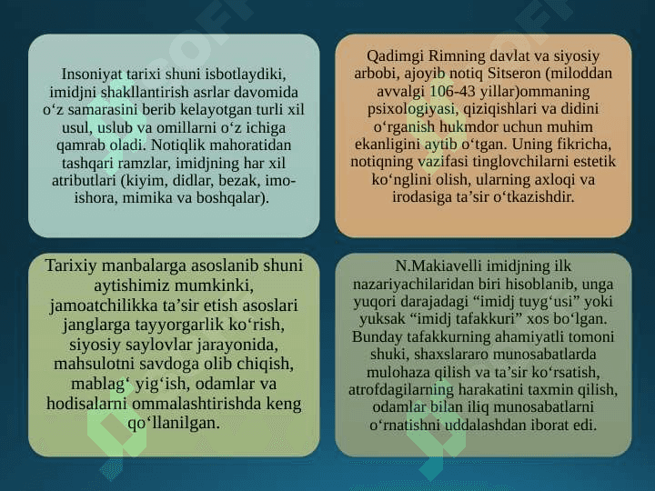 Shaxs imidjini yaratish. O‘z o‘zini taqdim qilish texnologiyalari 4